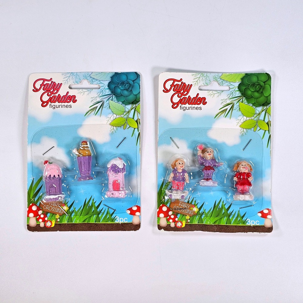 Greenbrier International Fairy Garden Figurines 2 Sets 6pc Total Girls & Sweets